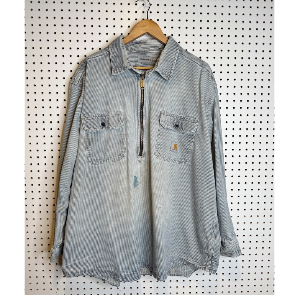Carhartt | Hickory‎ Stripe Logger Shirt, Zip Front, Long Sleeve Sz. XXL